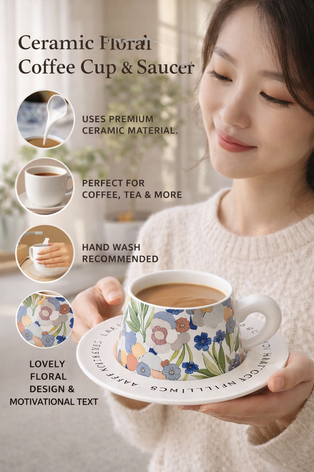 Ceramic Coffee Cup Saucer Set