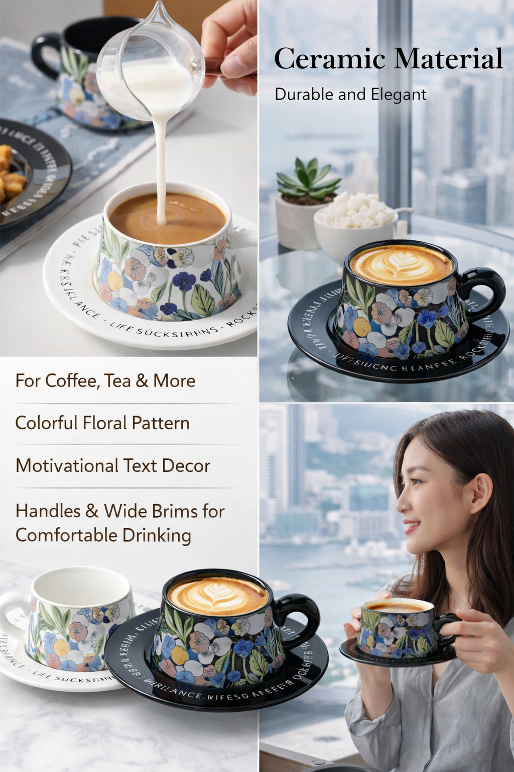 Ceramic Coffee Cup Saucer Set