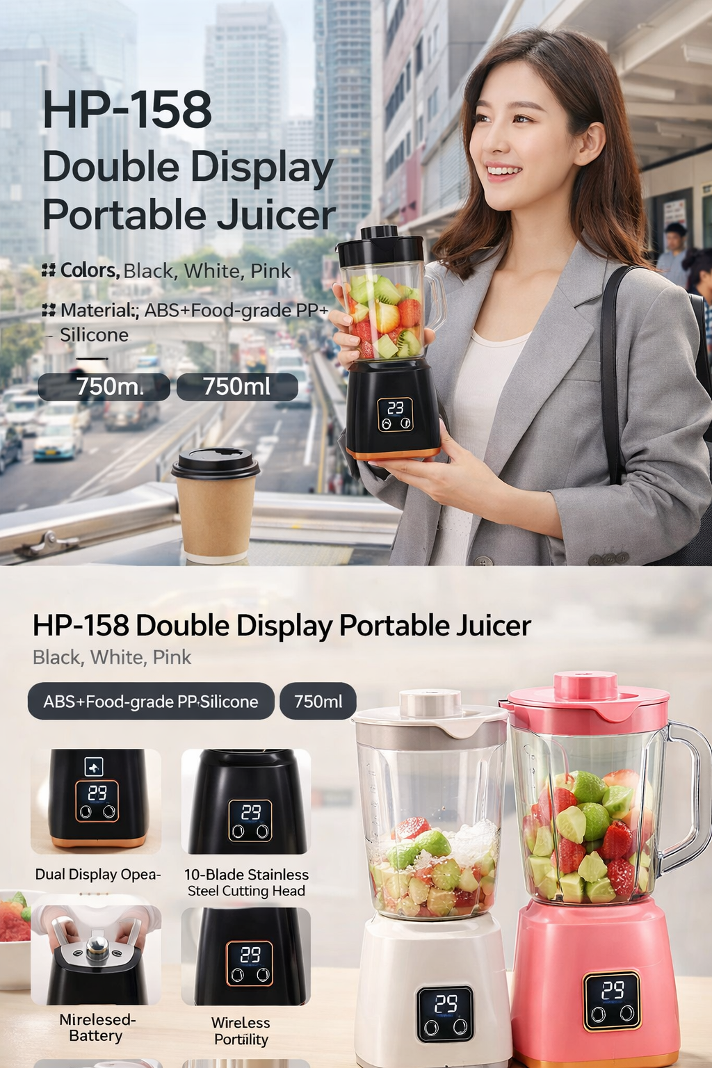 750ml Portable Wireless Juicer