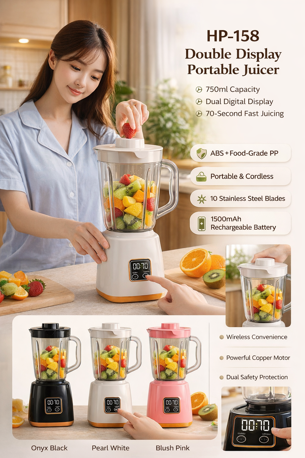750ml Portable Wireless Juicer