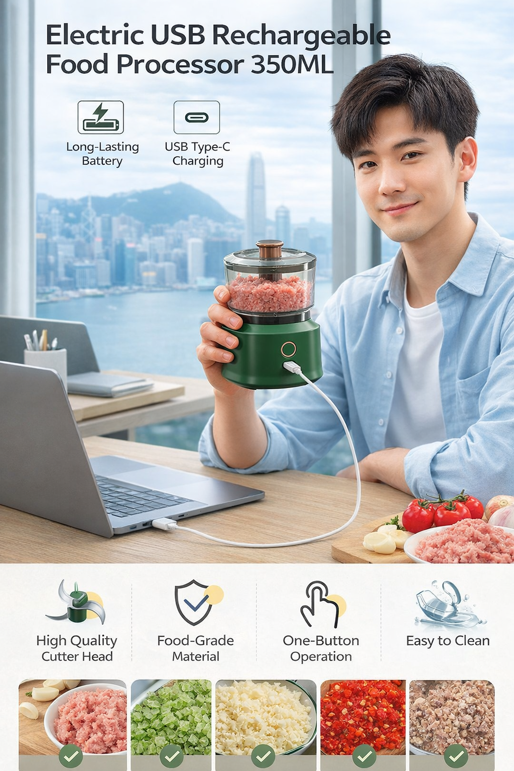 350ML USB Type-C Food Chopper