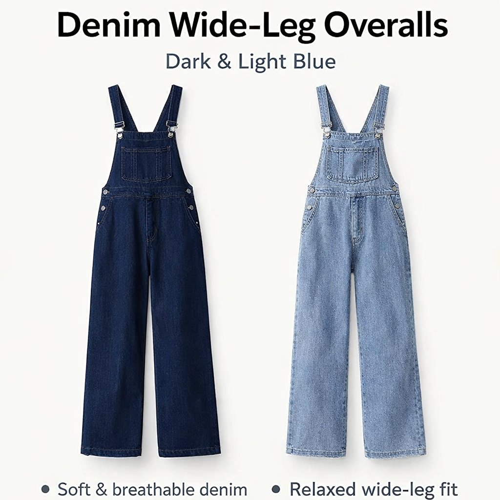 Women's Wide Leg Denim Overalls