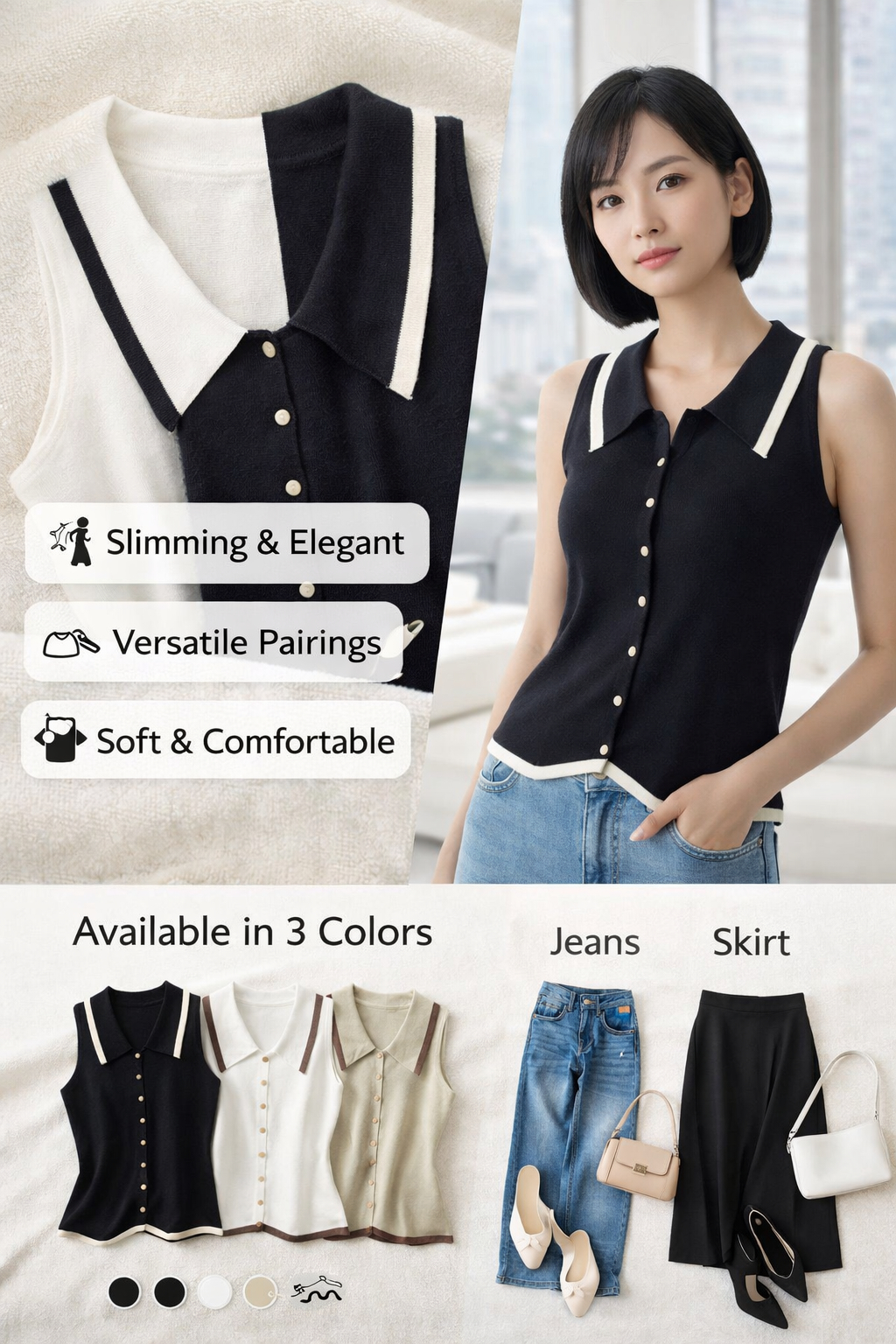 Women's Knitted Sleeveless Slim Vest