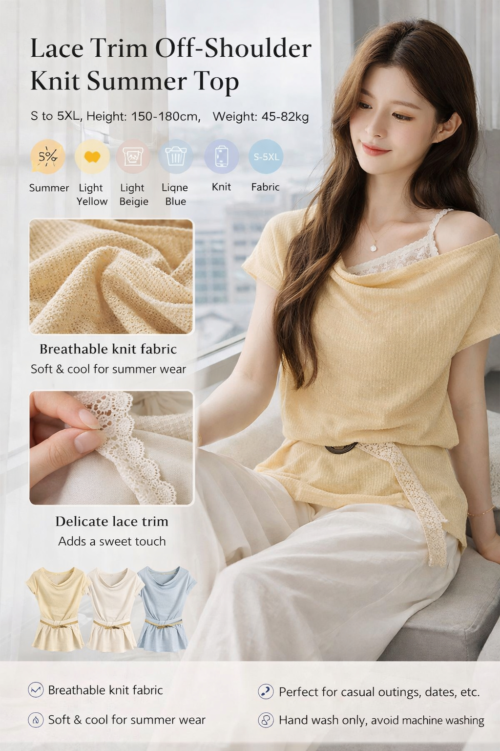Women's Summer Knit Lace Top