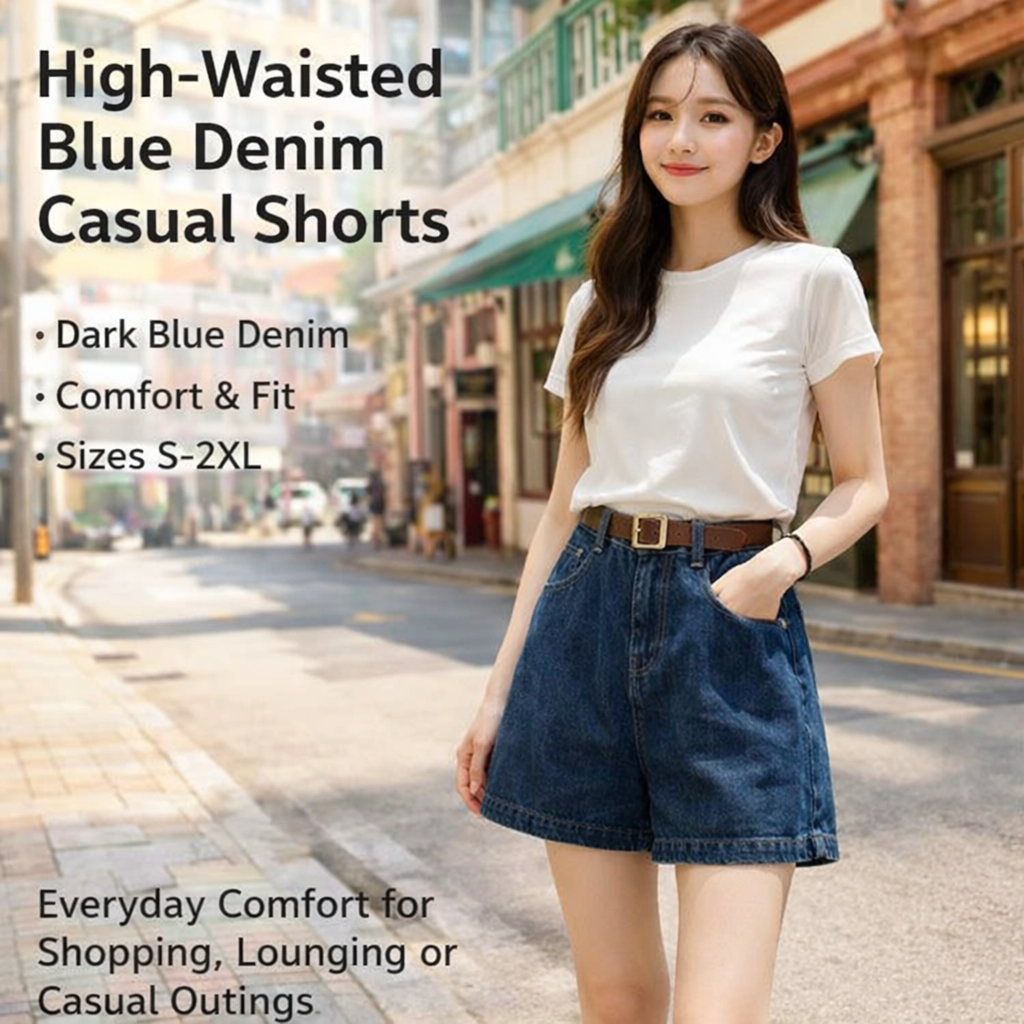 Loose High Waist Denim Shorts