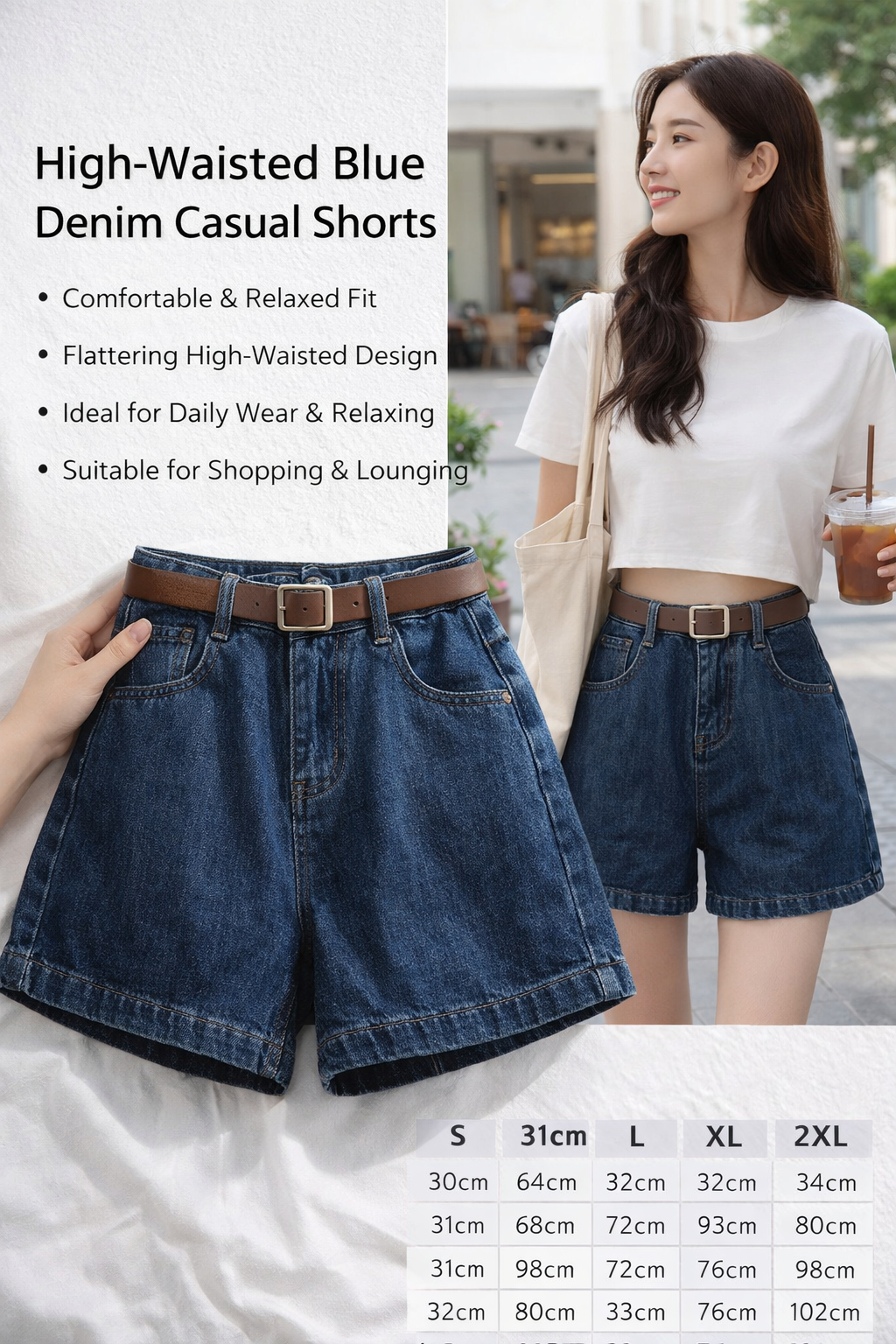 Loose High Waist Denim Shorts