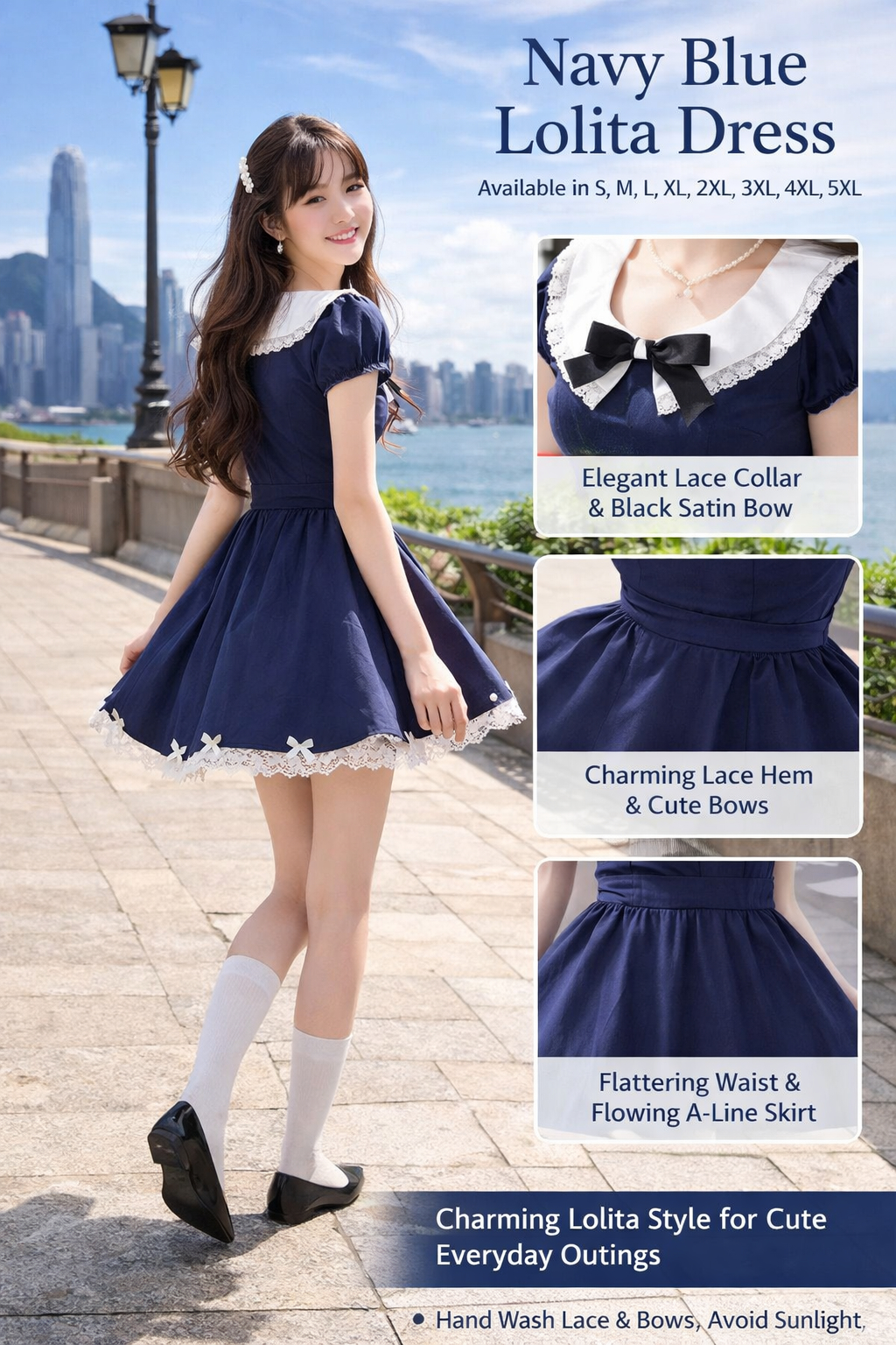 Navy Blue Sweet Lolita Dress