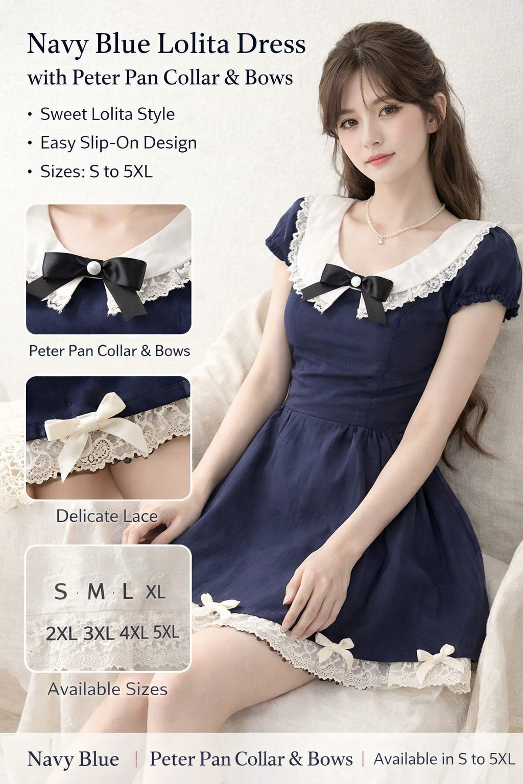 Navy Blue Sweet Lolita Dress