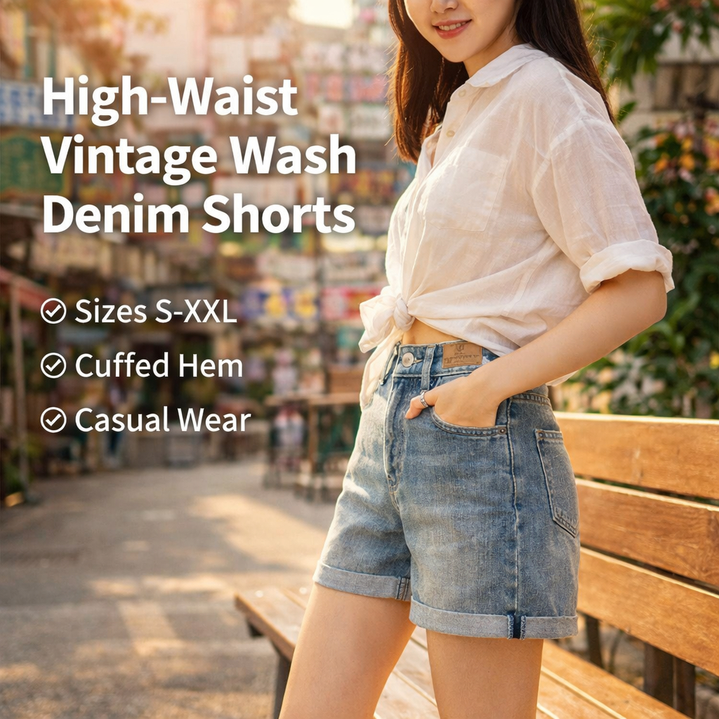 Women's High Waist Distressed Denim Shorts
