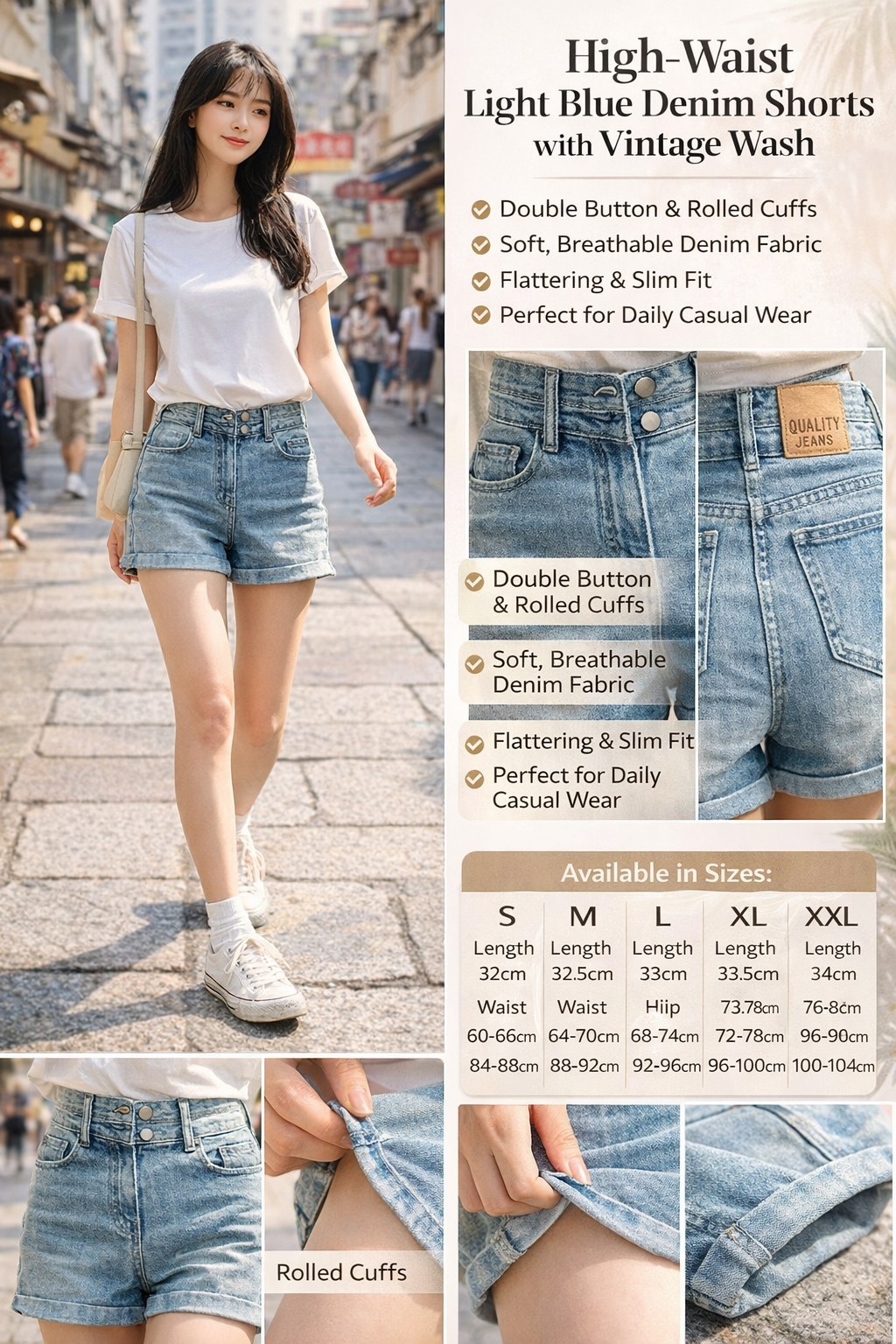 Women's High Waist Distressed Denim Shorts