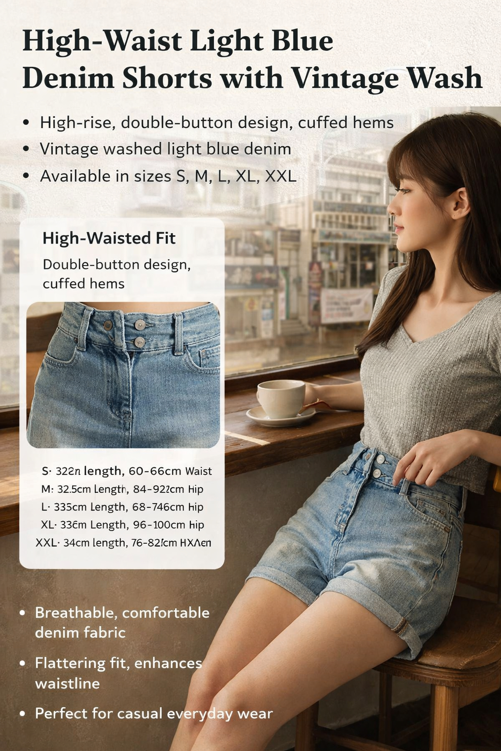 Women's High Waist Distressed Denim Shorts