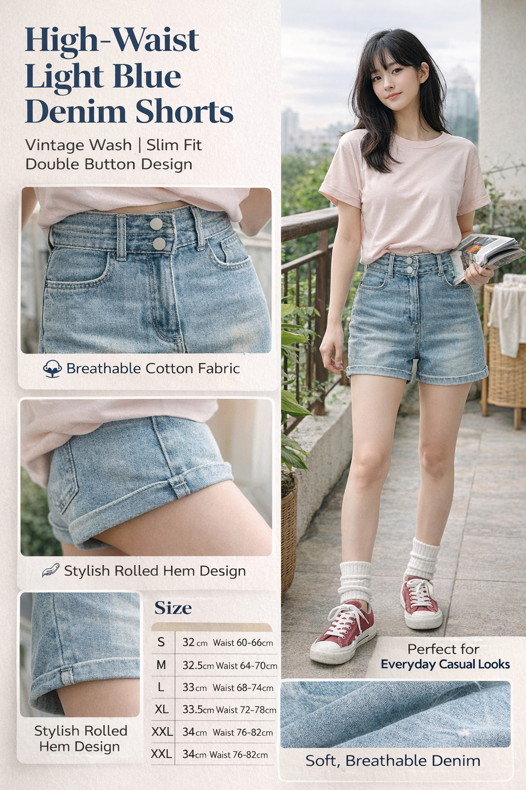 Women's High Waist Distressed Denim Shorts