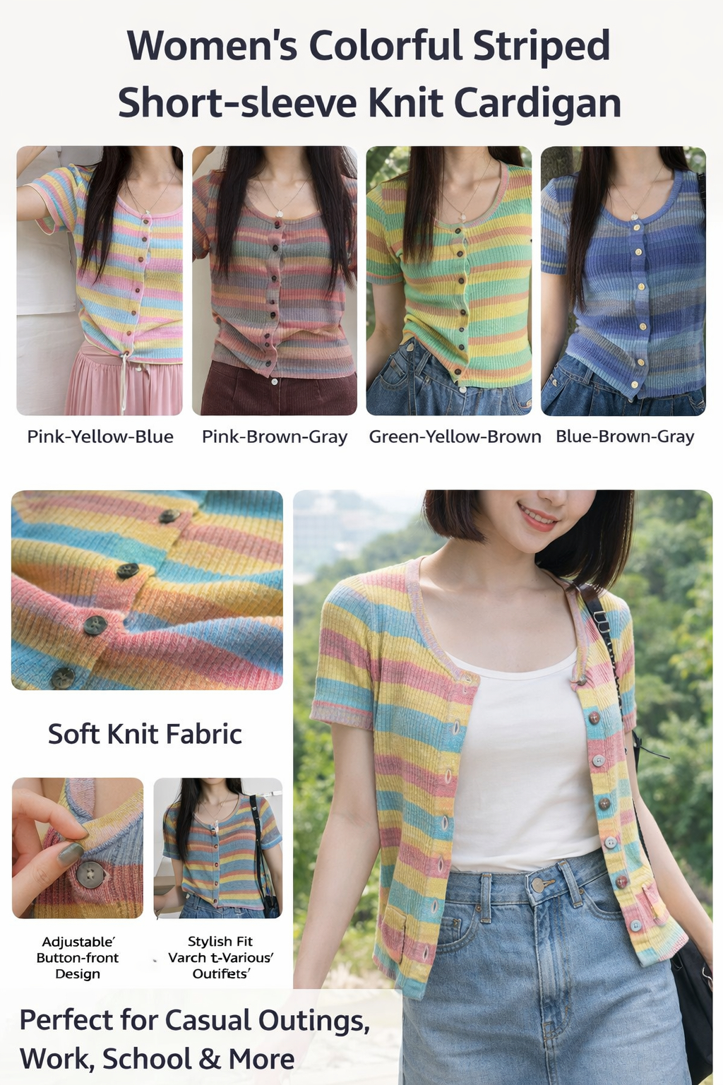 Women's Striped Knit Cardigan