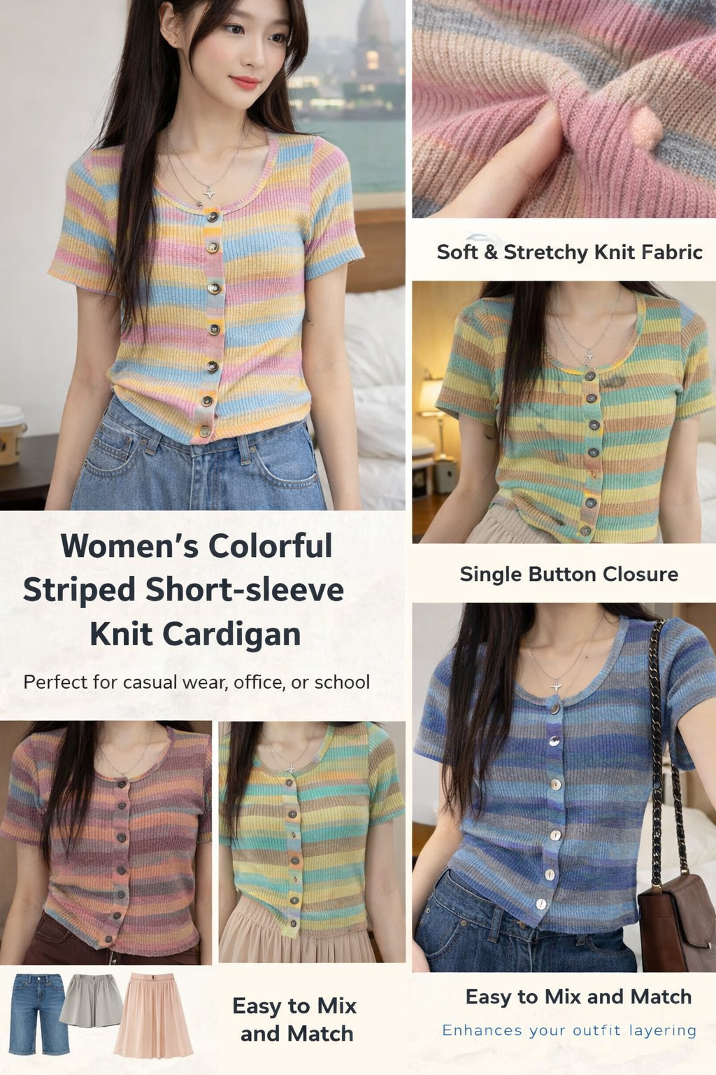 Women's Striped Knit Cardigan