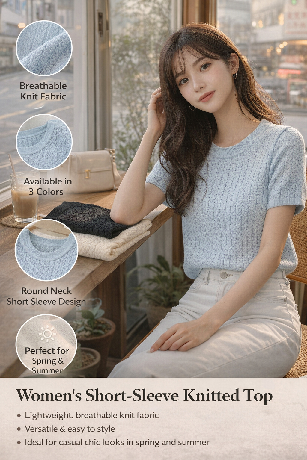 Women's Short Sleeve Knit Top