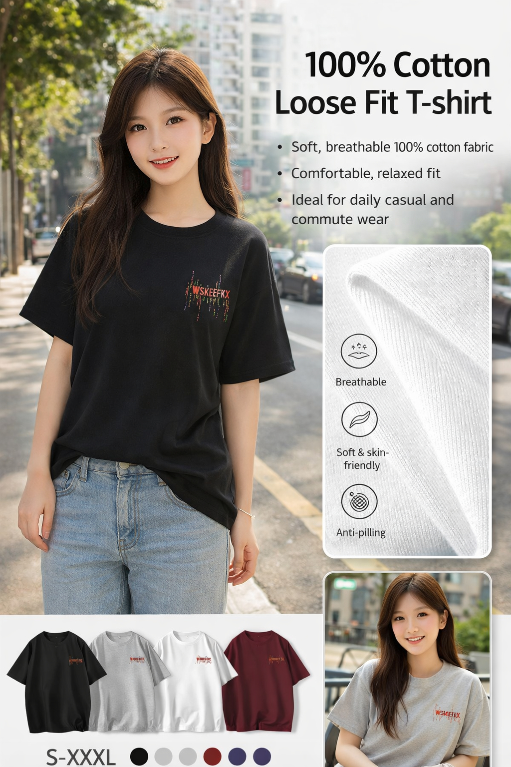 Women's 100% Cotton Short Tee
