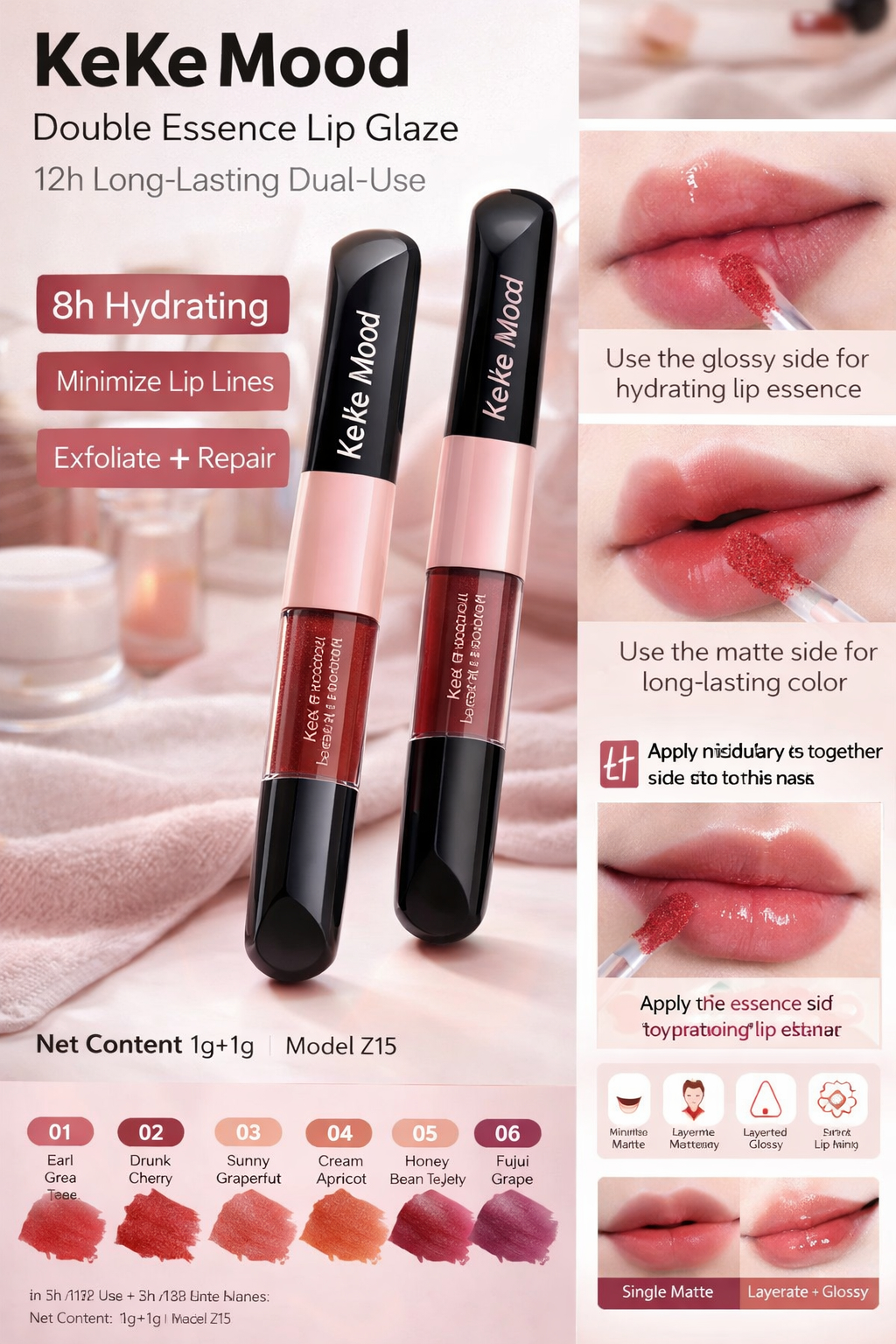 Dual-ended Long-wear Lip Gloss