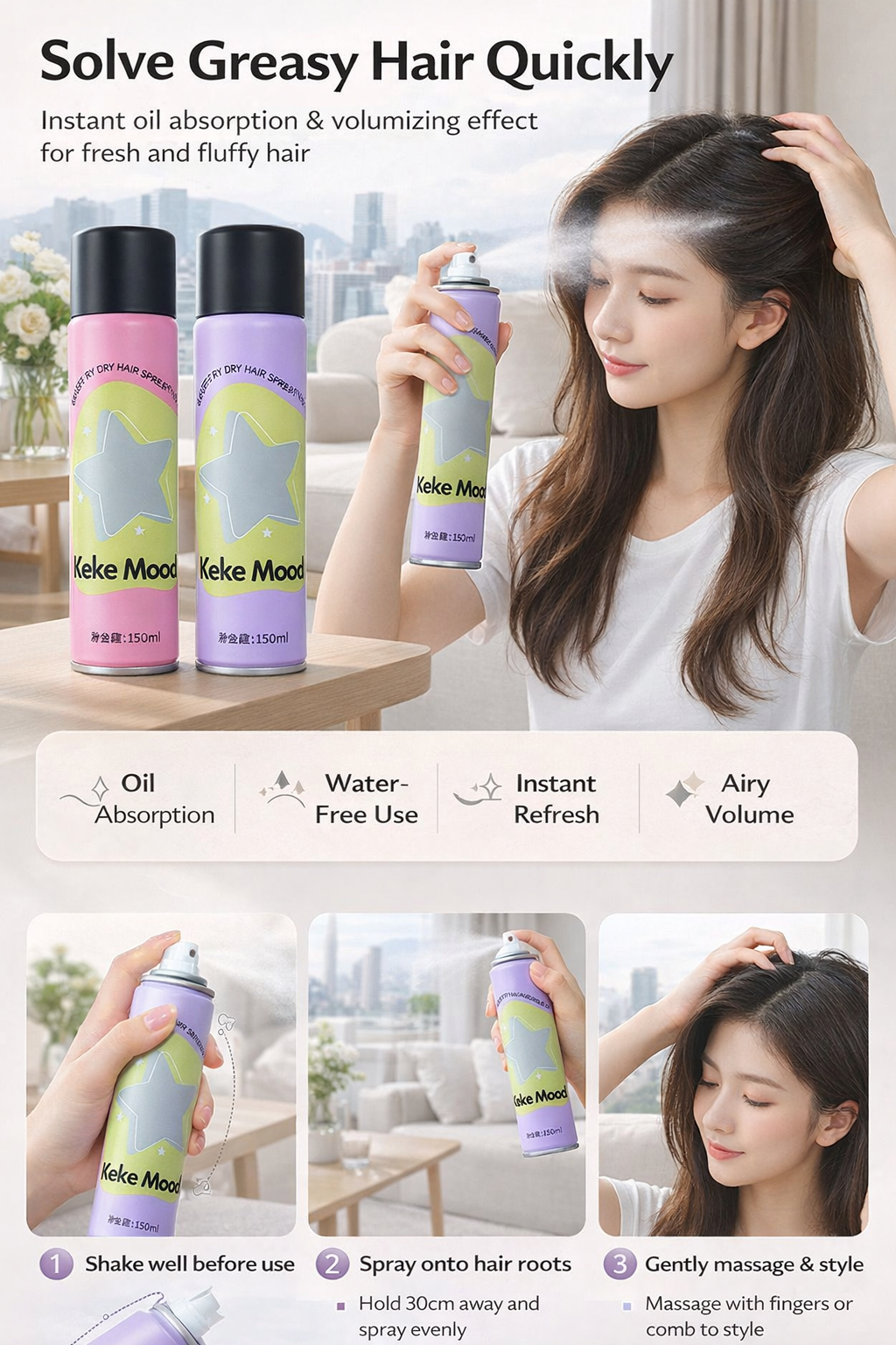 Keke Mood 150ml Dry Hair Spray