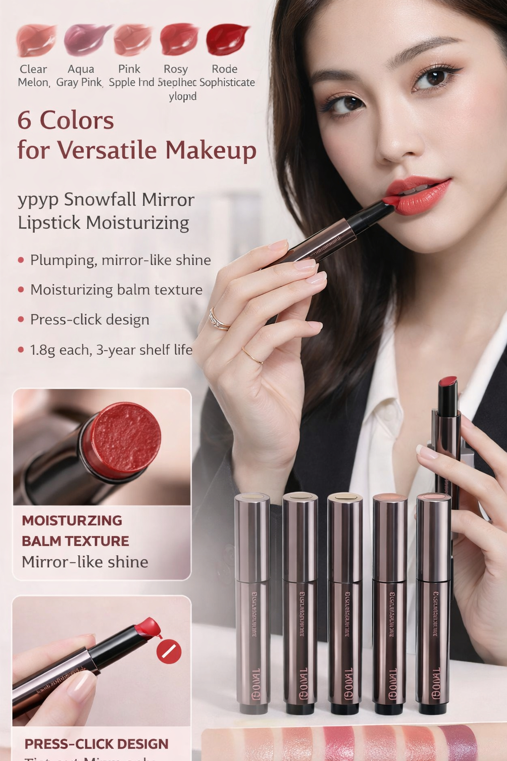 ypyp 6-Shade Glossy Lipstick