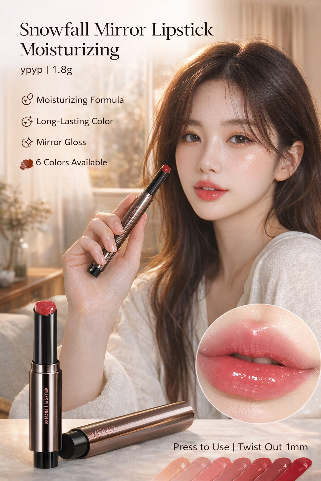 ypyp 6-Shade Glossy Lipstick