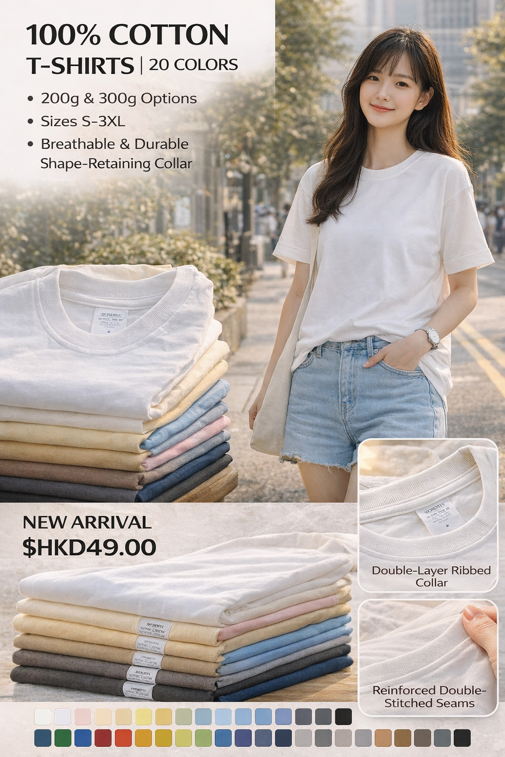 100% Cotton Crew Neck Tee