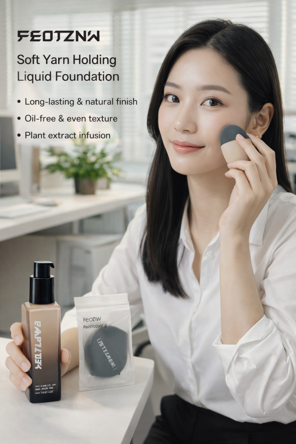 Fatinni Soft-Focus Longwear Liquid Foundation Cushion: Lightweight, non-stick to masks, great coverage, long-lasting, and resists smudging.