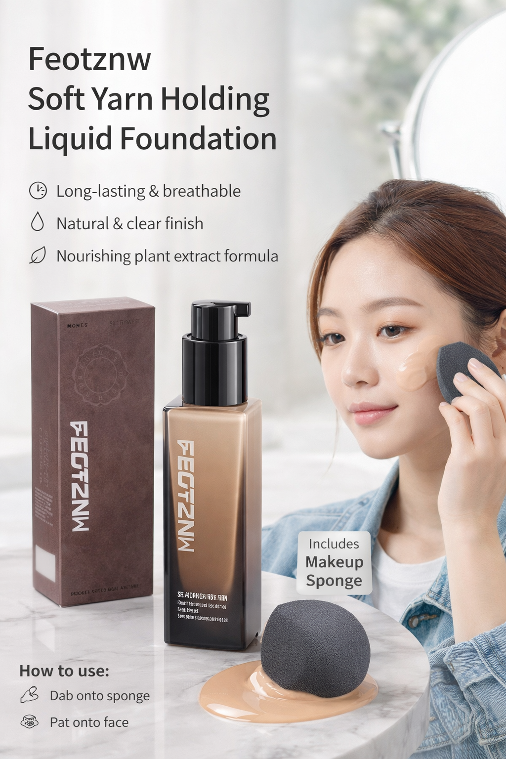 Fatinni Soft-Focus Longwear Liquid Foundation Cushion: Lightweight, non-stick to masks, great coverage, long-lasting, and resists smudging.