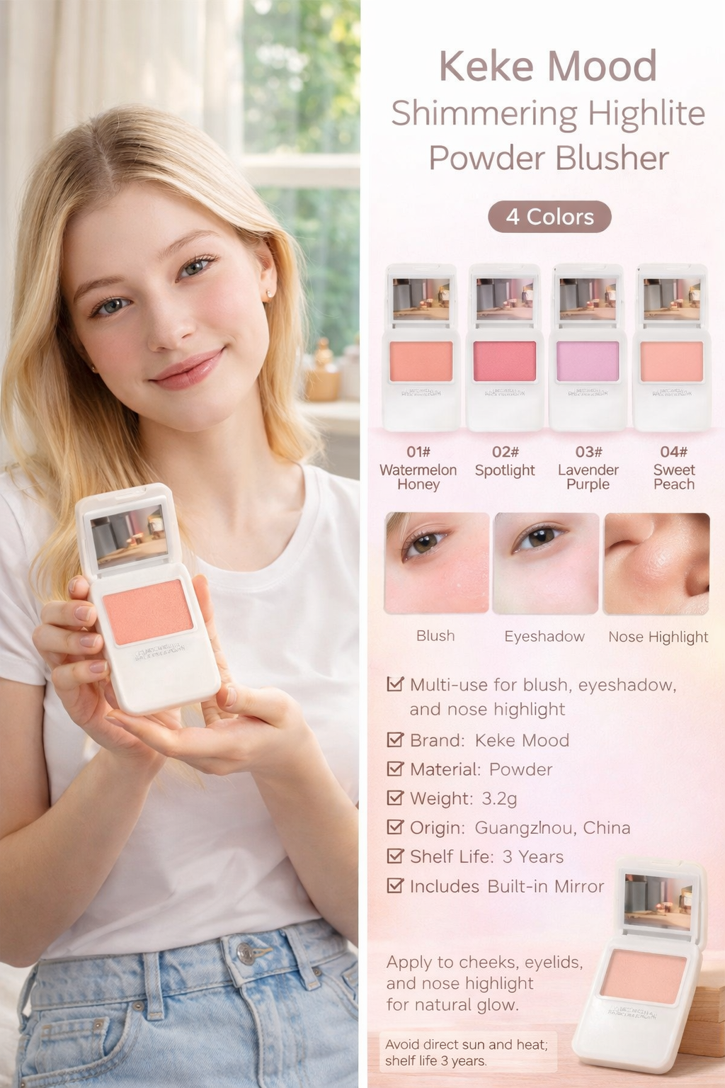 Keke Mood 3-in-1 Blush Powder