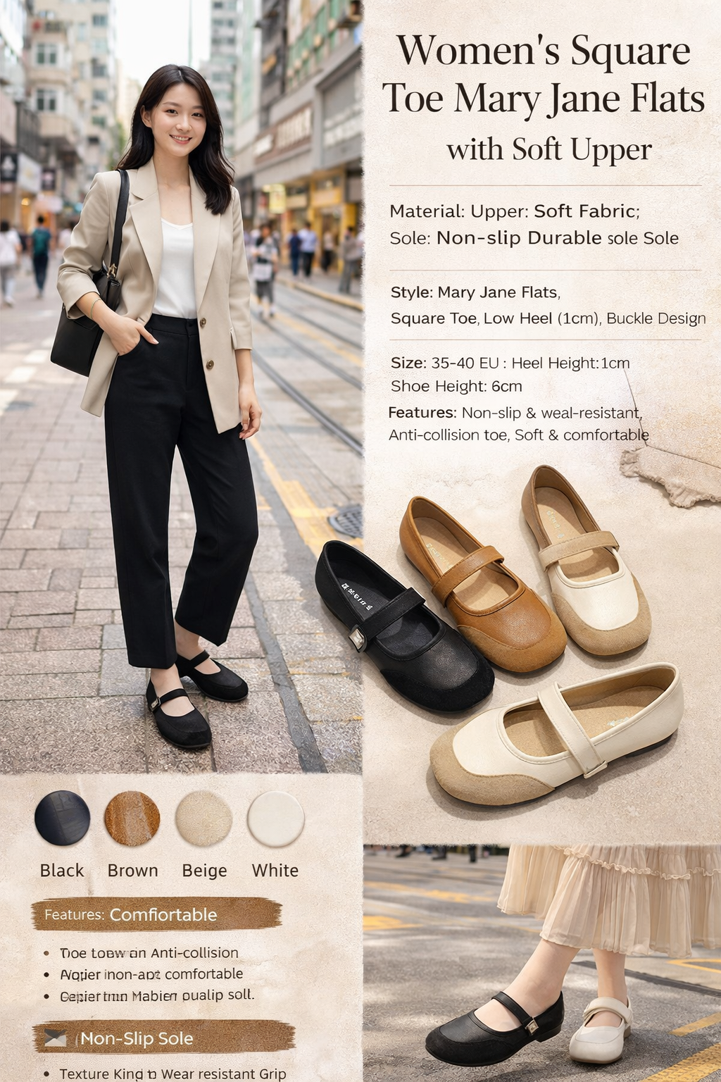 Women's Low Heel Mary Jane Shoes