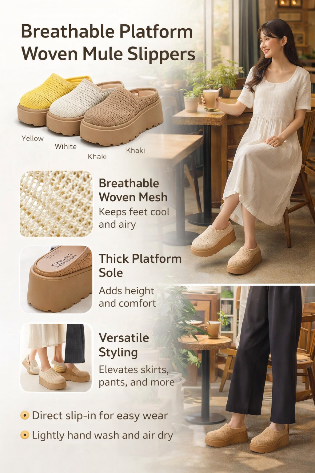 Women's Thick-soled Mesh Mule Slippers