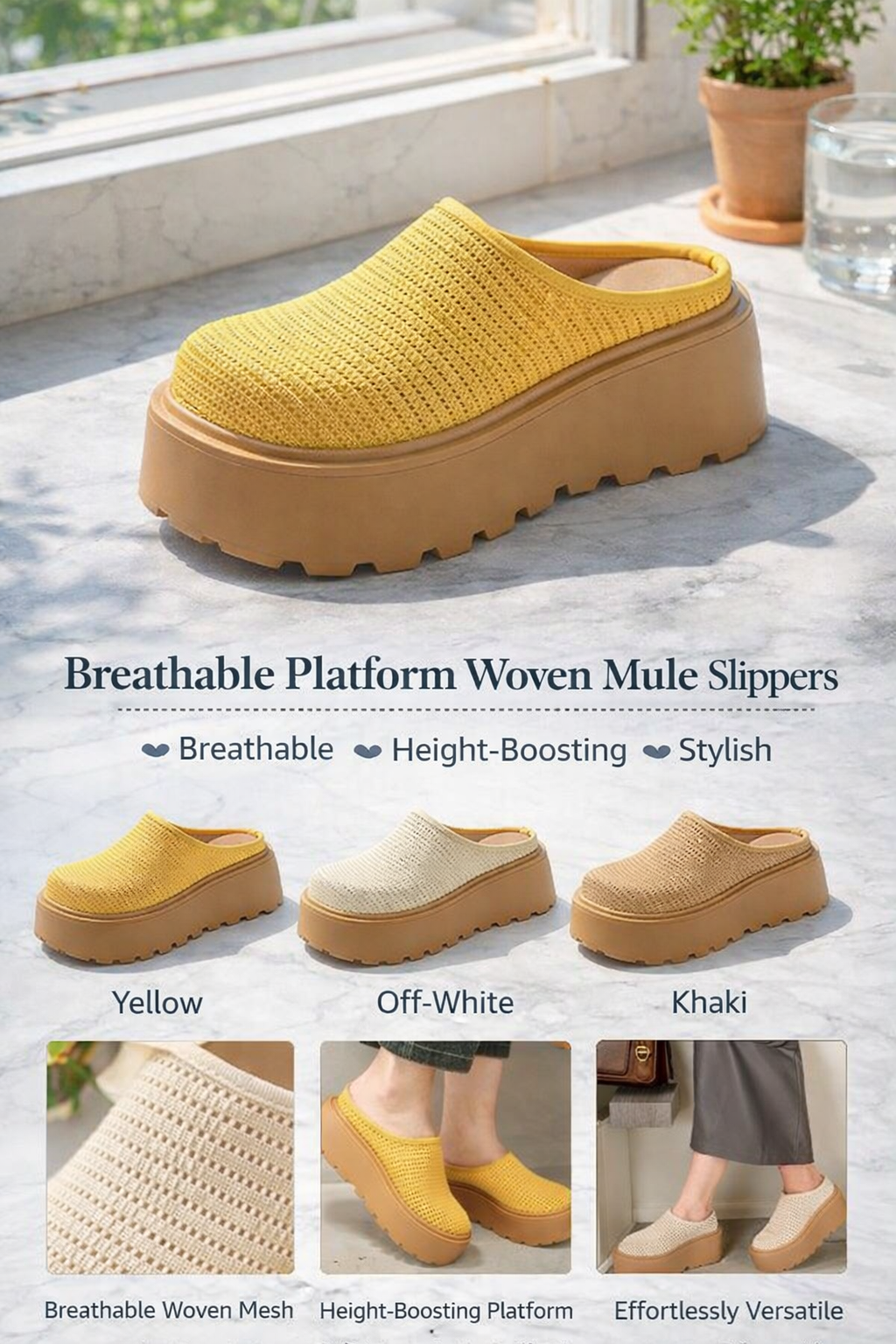 Women's Thick-soled Mesh Mule Slippers