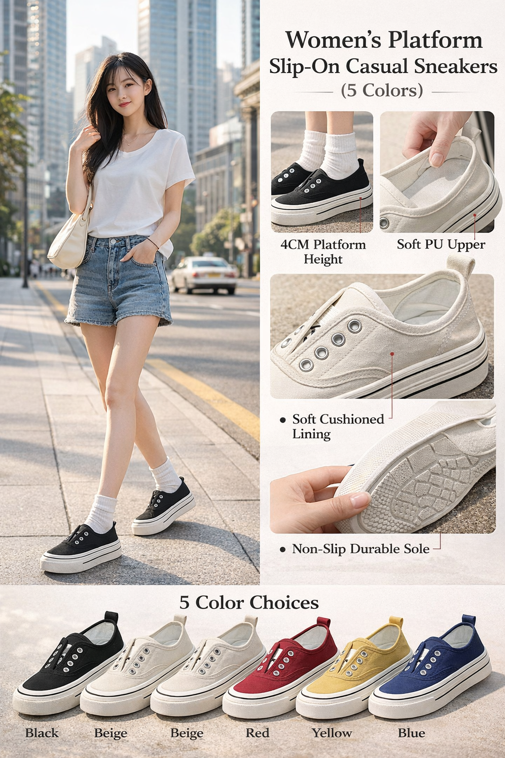 Women's 4CM Casual Slip Shoes