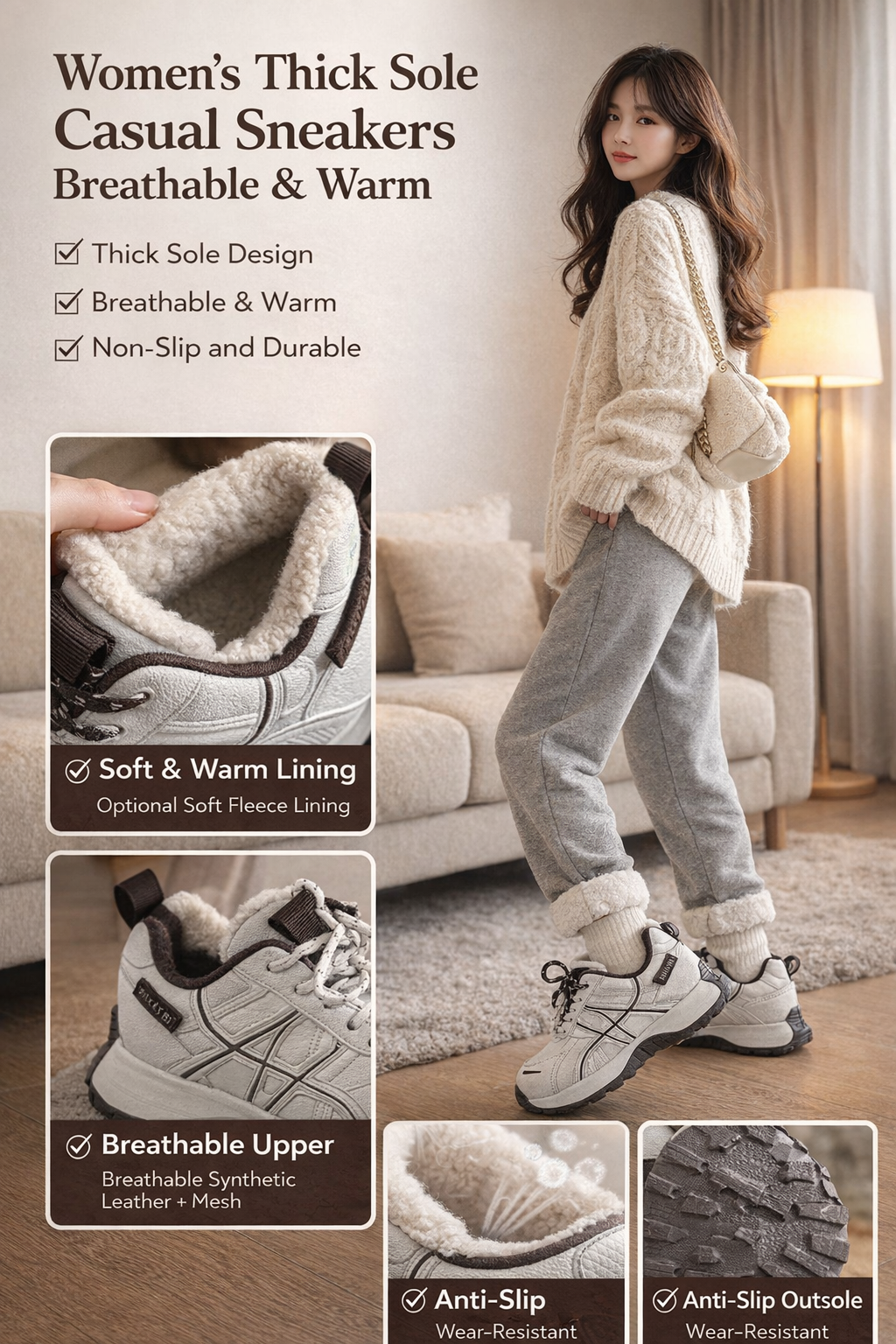 Women's Casual Thick Sole Sneakers