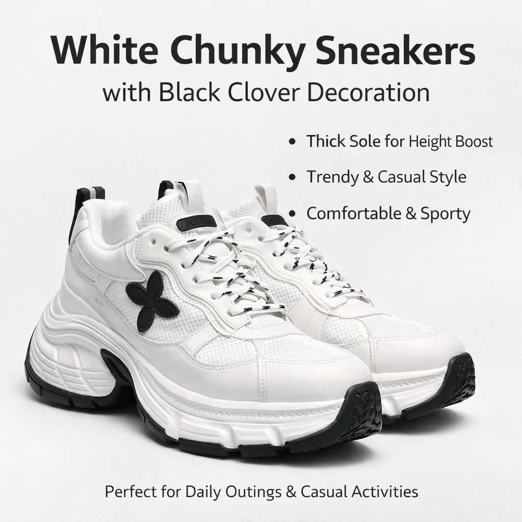 White Lace-up Dad Sneakers