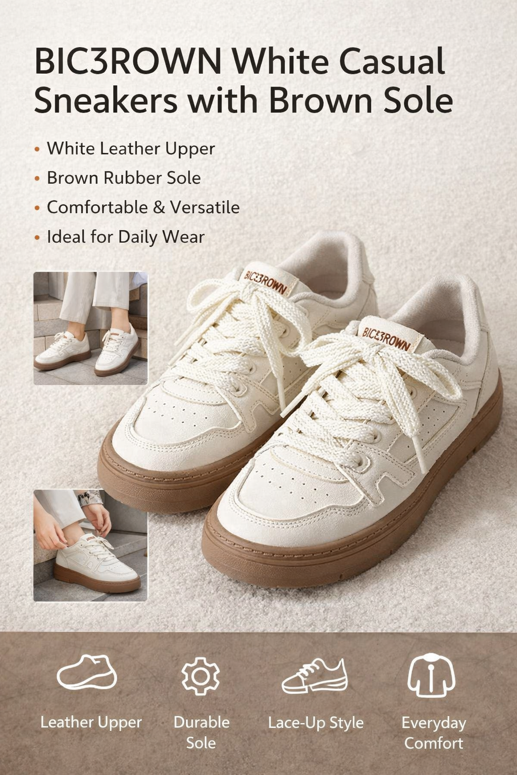 BIC3ROWN Low-top Leather Sneakers