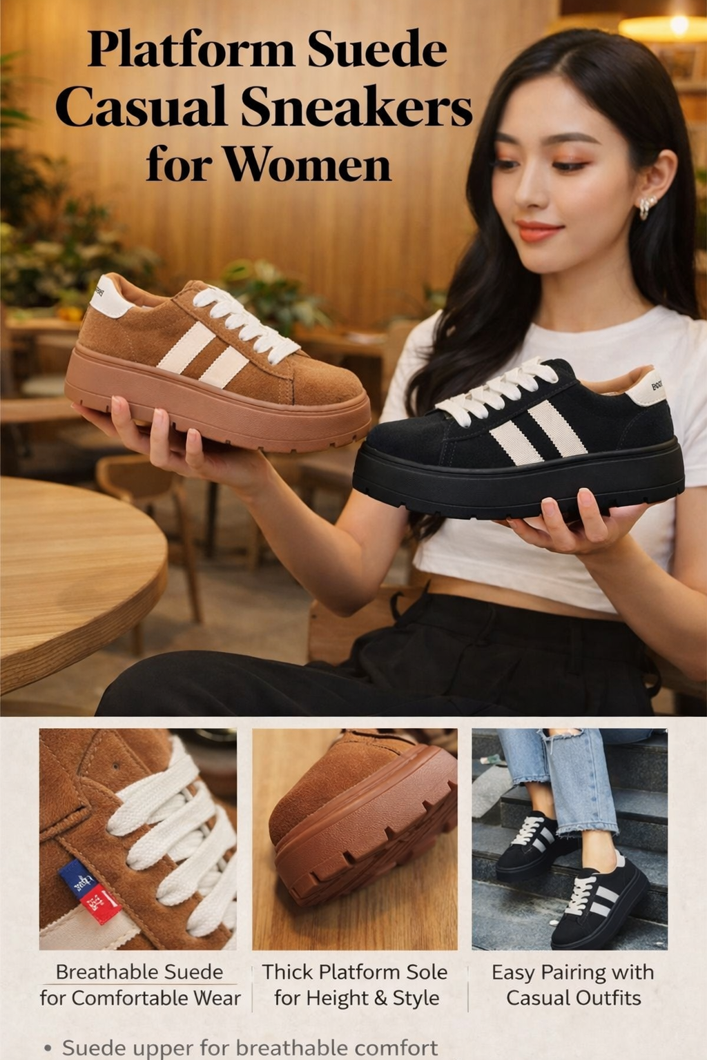 Women's Thick Sole Suede Shoes