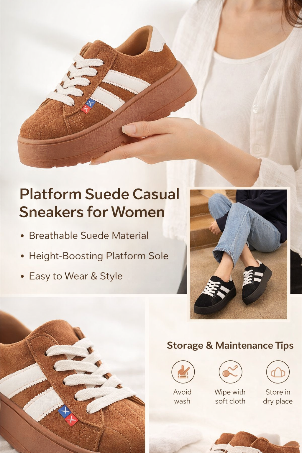 Women's Thick Sole Suede Shoes