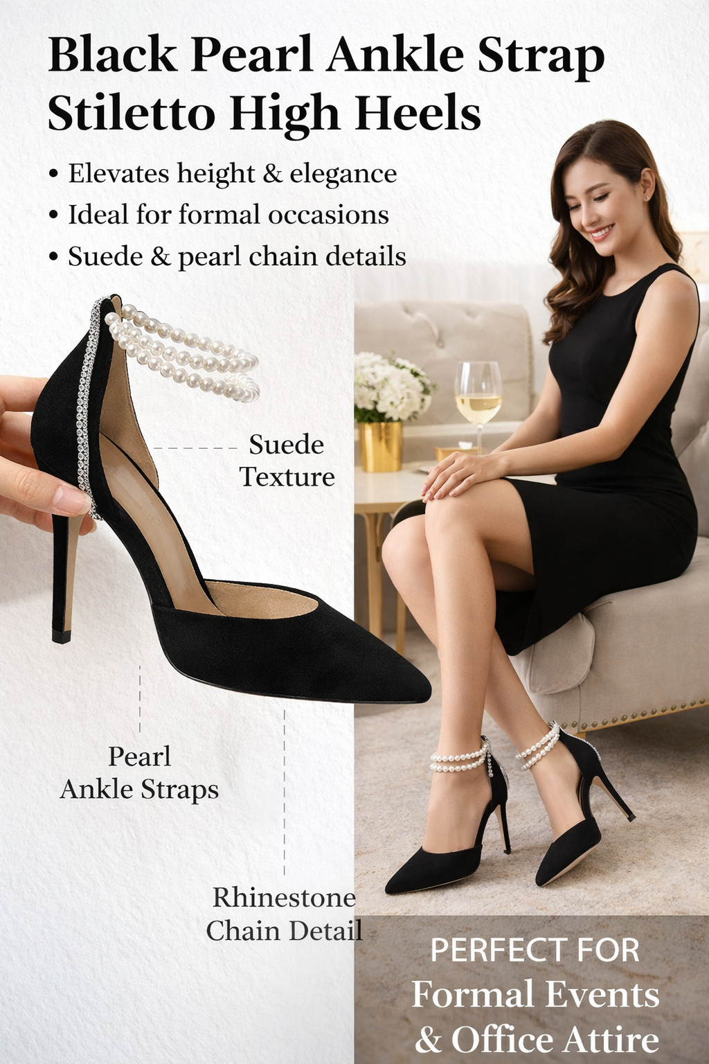 Black Suede Pointed Toe Heels