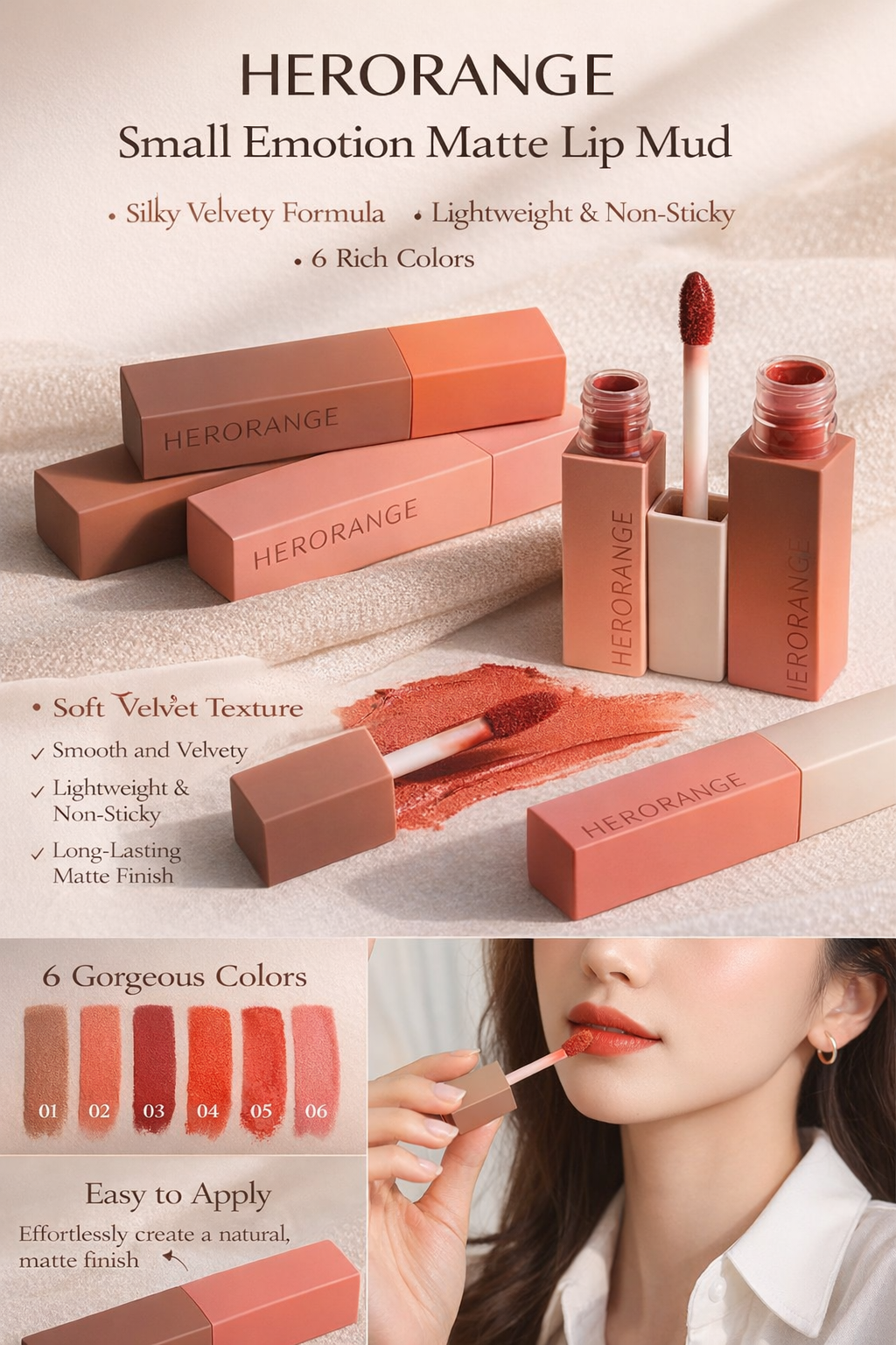HERORANGE Velvet Matte Lip Mud