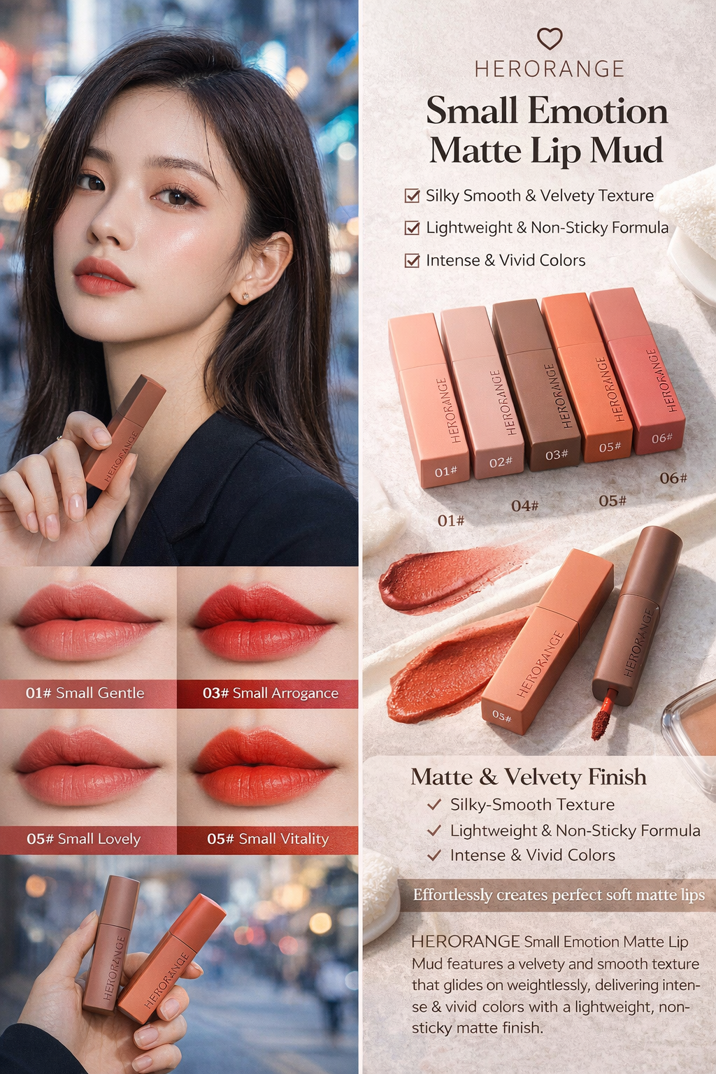HERORANGE Velvet Matte Lip Mud