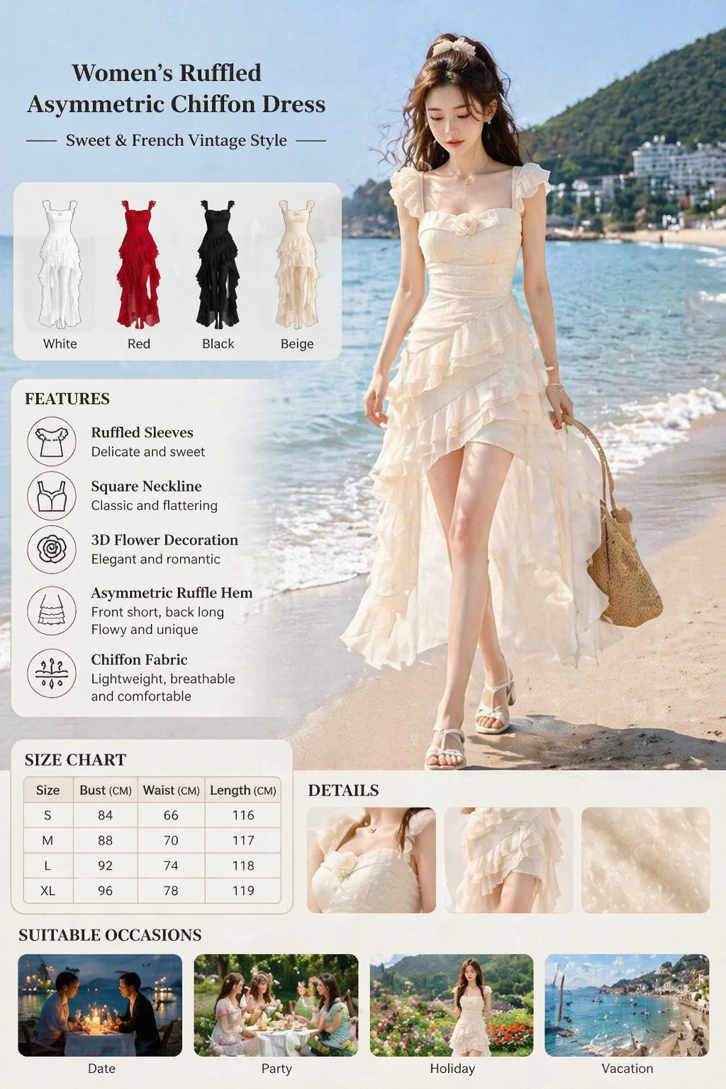 Chiffon Square Neck Women Dress