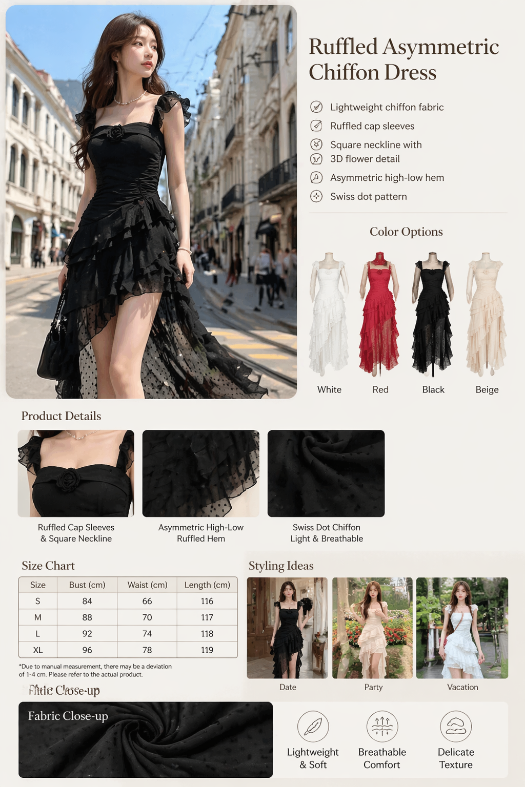 Chiffon Square Neck Women Dress