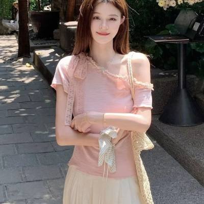 Women's Off-shoulder Lace Knit Top