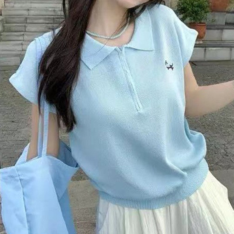 Women's Short Knit Polo Shirt
