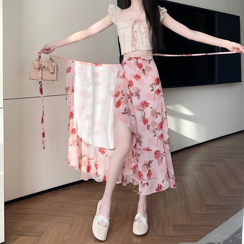 Floral Chiffon Skirt for Women