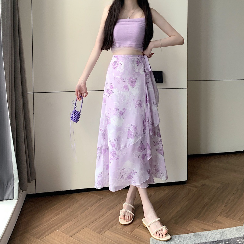 Floral Chiffon Skirt for Women