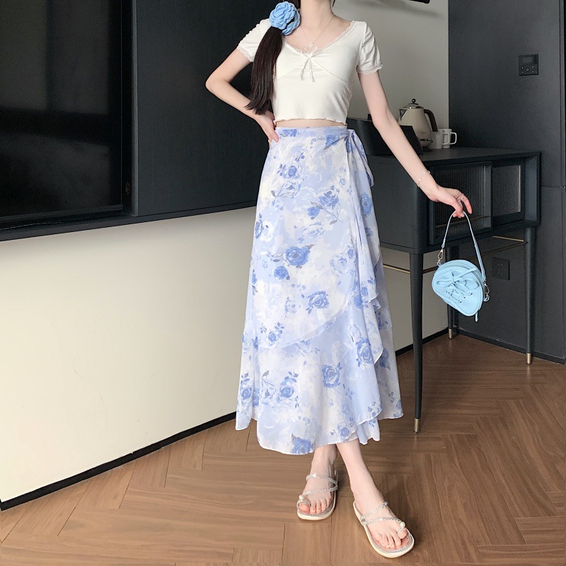 Floral Chiffon Skirt for Women
