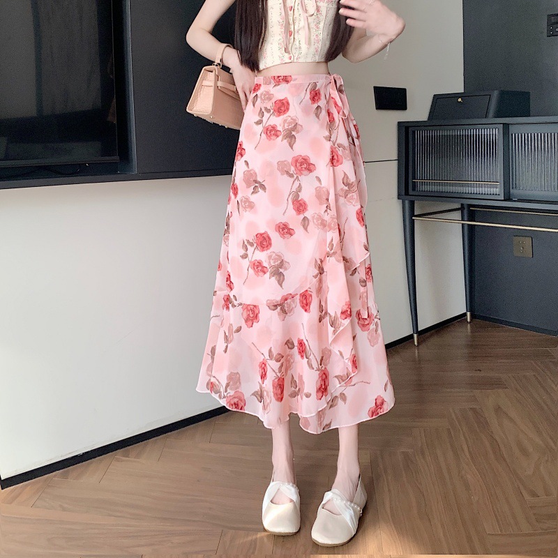 Floral Chiffon Skirt for Women