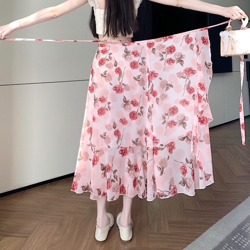 Floral Chiffon Skirt for Women
