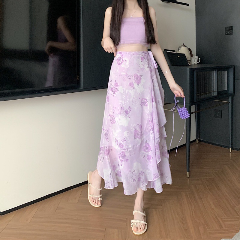 Floral Chiffon Skirt for Women
